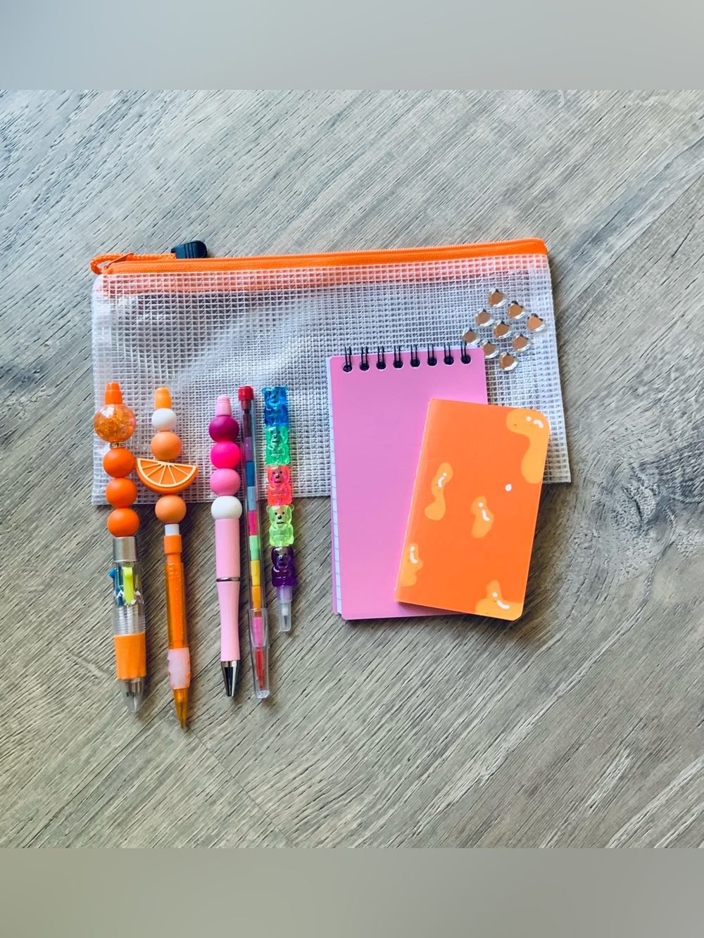 NEW📚 Hand Crafted Beaded Pens Stationery Set OS